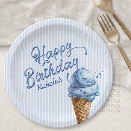 Assiettes En Carton Glace Cream Boys N'Importe Quel Âge Anniversaire