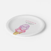 Assiettes En Carton Glace Crème rose Filles Anniversaire (Angle)