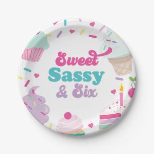 Assiettes En Carton Glace et gâteau douce gosse six 6ème anniversaire