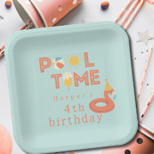 Assiettes En Carton glace flamingo d'été fête d'anniversaire des enfan