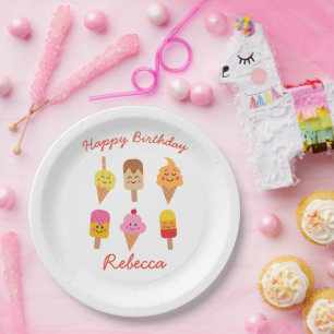 Assiettes En Carton Glace kawaii et Anniversaire de Sucette 