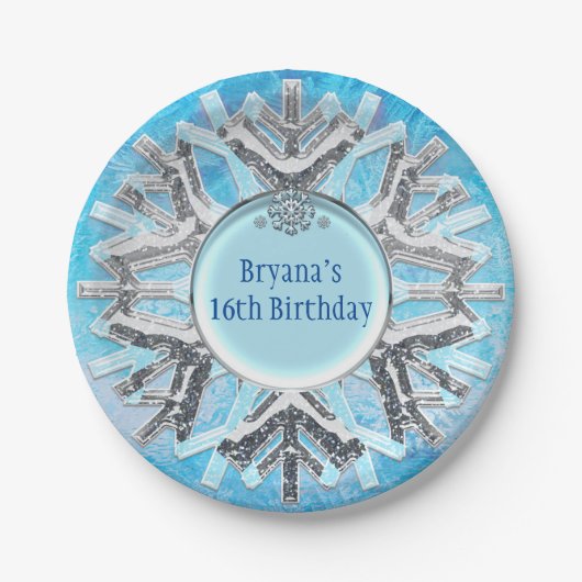 Assiettes En Carton Glace Winter Wonderland Big Snowflake Party (Devant)