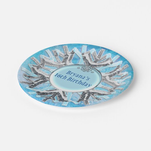 Assiettes En Carton Glace Winter Wonderland Big Snowflake Party (Angle)