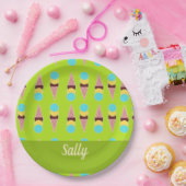 Assiettes En Carton Glaces colorées sur vert (Fête)