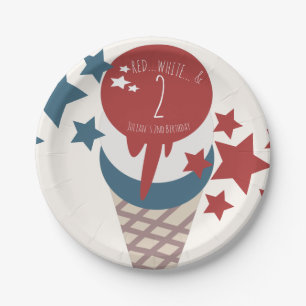 Assiettes En Carton Glaces en forme d'étoiles pour le 4 juillet et un