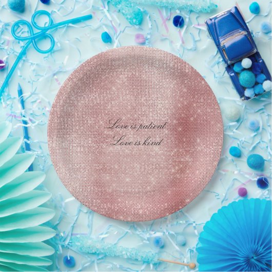 Assiettes En Carton Glam Blush rose brillant étincelle (Fête)