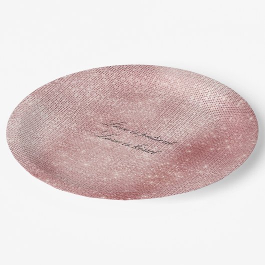 Assiettes En Carton Glam Blush rose brillant étincelle (Angle)