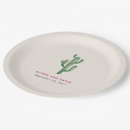 Assiettes En Carton Glam Cactus Mariage (Angle)