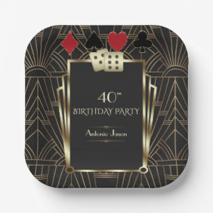 Assiettes En Carton Glam Casino Great Gatsby 40th Poker Anniversaire