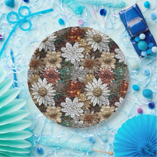 Assiettes En Carton Glam Champagne Or Rouge Fleurs blanches (Fête)