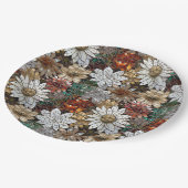 Assiettes En Carton Glam Champagne Or Rouge Fleurs blanches (Angle)