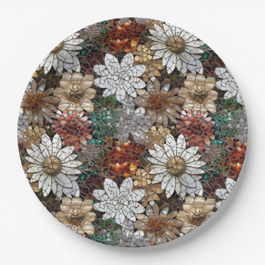 Assiettes En Carton Glam Champagne Or Rouge Fleurs blanches (Devant)