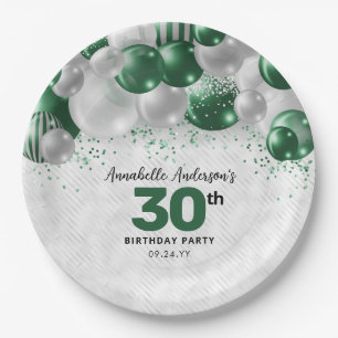 Assiettes En Carton Glam Emerald Green Balloon Parties scintillant d'a