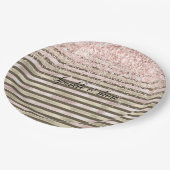 Assiettes En Carton Glam Gold Blush rose Brown rayures Parties scintil (Angle)