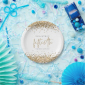 Assiettes En Carton Glam Gold Nom de la Parties scintillant Date Cinqu (Fête)