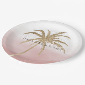 Assiettes En Carton Glam Gold Tropical Palm Pink ombre (Angle)