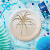 Assiettes En Carton Glam Gold Tropical Palm Tree Ombre (Fête)