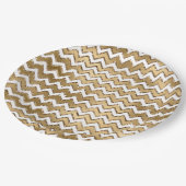Assiettes En Carton Glam Gold White Zigzag (Angle)