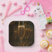 Assiettes En Carton Glam Happy New Year Steampunk Champagne (Fête)