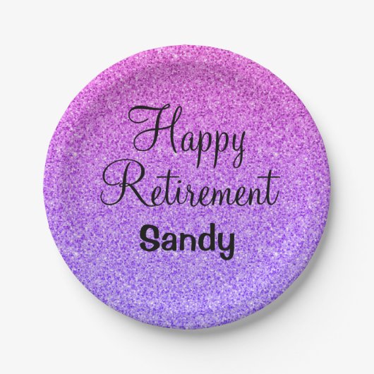 Assiettes En Carton Glam Happy Retirement Ombre Purple Parties scintil (Devant)