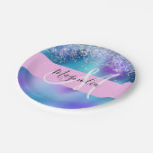 Assiettes En Carton Glam Holographique Sirène Parties scintillant étin (Angle)