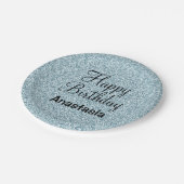 Assiettes En Carton Glam Joyeux Anniversaire Bleu Parties scintillant  (Angle)