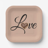 Assiettes En Carton Glam Leopard Heart Love Design (Recto)