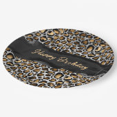 Assiettes En Carton Glam Leopard Joyeux anniversaire (Angle)