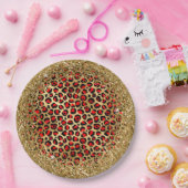 Assiettes En Carton Glam léopard rouge noir et doré (Fête)