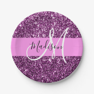 Assiettes En Carton Glam Pink & Purple Parties scintillant Sparkings N