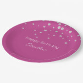 Assiettes En Carton Glam rose Diamants blancs Anniversaire (Angle)