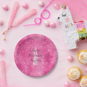 Assiettes En Carton Glam rose étincelle Unicorne Anniversaire
