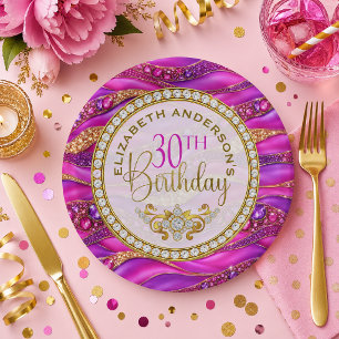 Assiettes En Carton Glam Rose Gold Bijou Strata 30e Anniversaire