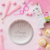 Assiettes En Carton Glam Rose Gold Parties scintillant Drip 80th Birth (Fête)