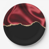 Assiettes En Carton Glam rouge foncé Satin foncé Design abstrait (Devant)