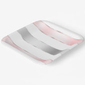 Assiettes En Carton Glam Silver Blush Pink Ribbon Anniversaire (Angulaire)