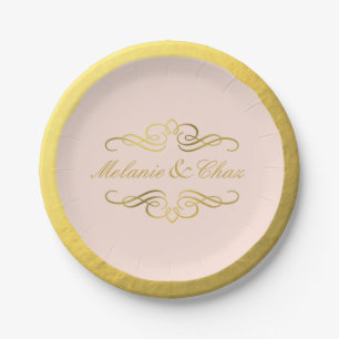 Assiettes En Carton Glam Tourbillonnant Floury or Mariage de l'huile r