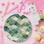 Assiettes En Carton Glam vert Gold Abstrait (Fête)