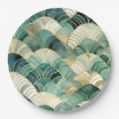 Assiettes En Carton Glam vert Gold Abstrait (Devant)