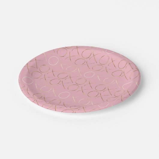Assiettes En Carton Glam XOXO pour fille rose or (Angle)