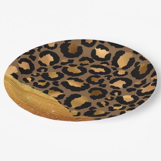 Assiettes En Carton Glamour en métal Glamor Tcheetah Peau (Angle)
