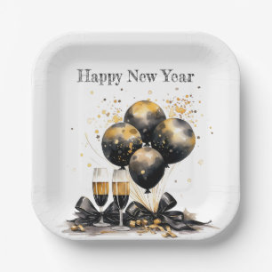 Assiettes En Carton 🍾 🎉 Glamour Nouvel An Plaques de Soirée 🥂 ✨