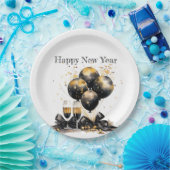 Assiettes En Carton 🍾 🎉 Glamour Nouvel An Plaques de Soirée 🥂 ✨ (Fête)