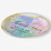 Assiettes En Carton Glamour Opal en pierre avec or sur Parties scintil (Angle)