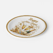 Assiettes En Carton Glamour Or Étincelle Nouvel An Ève (Angle)