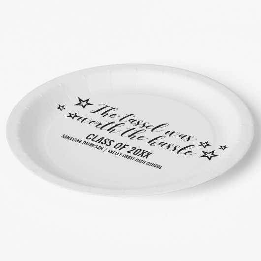 Assiettes En Carton Gland noir en valeur les plaques à papier (Angle)