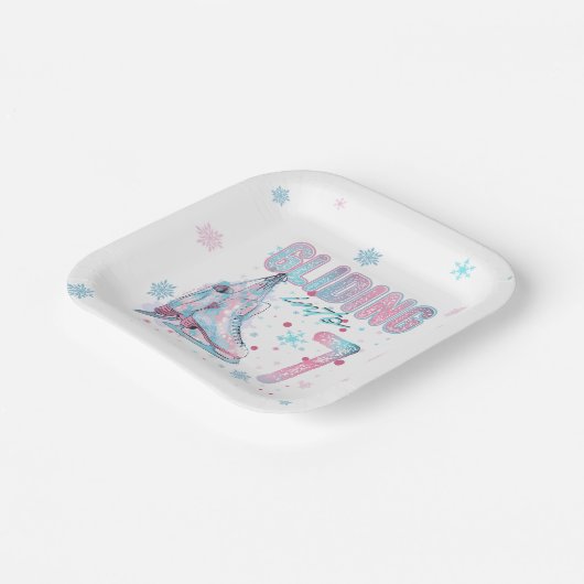 Assiettes En Carton "Gliding into" 7e anniversaire de patinage (Angulaire)