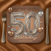 Assiettes En Carton Glitter Metallic Silver and Bronze 50th Birthday