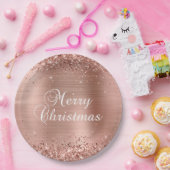Assiettes En Carton Glitter Rose Gold Foil Joyeux Noël (Fête)
