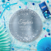 Assiettes En Carton Glitterie Léger Bleu Foil Douce 16 (Fête)